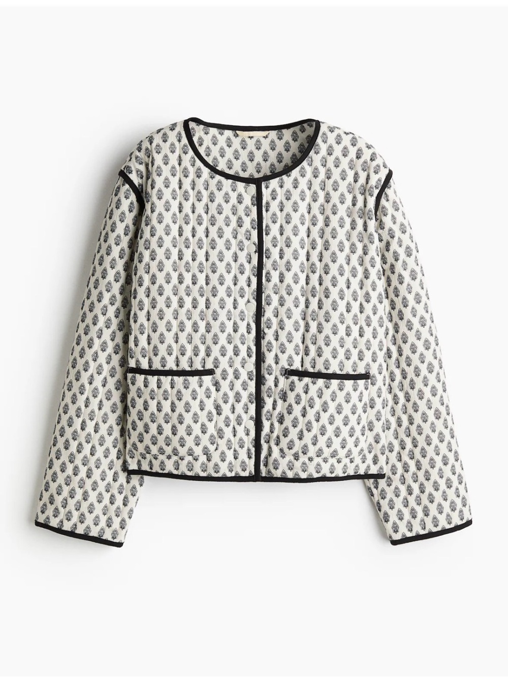 Divided Cream and Black Quilted Patterned Jacket